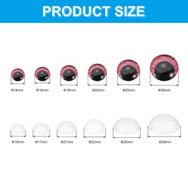 PATIKIL 14-30mm Flash Safety Eyes, 34 Set Doll Eyes with Washers Soft Buttons Realistic Colorful Crocheting Safety Eyes for Decor Crochet Accessories Dolls Craft, Plum Red