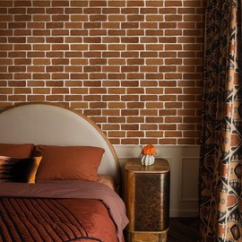 Commomy 3D Faux Brick Wall Panels Peel and Stick - 10 pcs 11.8”x 11.8”Small Size PVC Printable Brick Wallpaper Wall Tile Backsplash for Kitchen,Bedroom,Living Room,RV