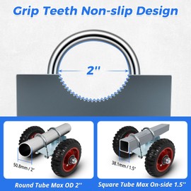 8 Inch Rolling Gate Wheels, Double U-Bolts Rubber Rolling Carrier for Driveway Chain Link Fence, 600LB Capacity Heavy-duty Adjustable Gate Rollers for Metal Tube Sliding Gates