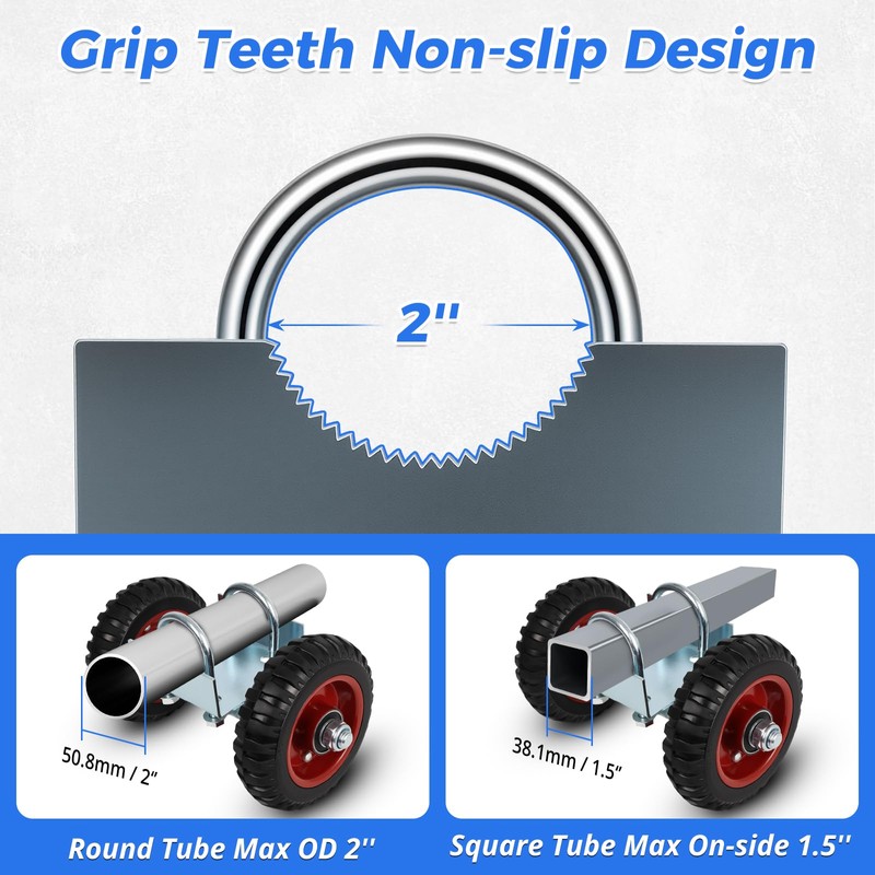 8 Inch Rolling Gate Wheels, Double U-Bolts Rubber Rolling Carrier