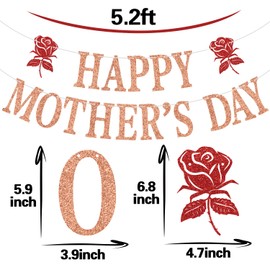 Rose Gold Glitter Happy Mother's Day Banner, Feliz Dia Mama/Feliz Dia De Las Madres, Mother's Day Party Decorations Supplies