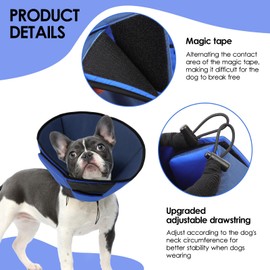 Preferhouse Soft Dog Cone for Large Dogs, Cone for Dogs to Stop Licking, Breathable Pet Surgery Collar Cone for Extra-Large Pets, Blue XL