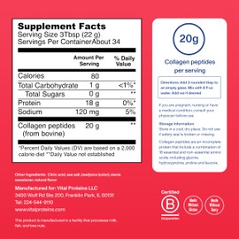 Vital Proteins Collagen Peptides Powder - Ice Pop Flavored Powder for Hair, Nail, Skin, Bone & Joint Health, 26.3oz