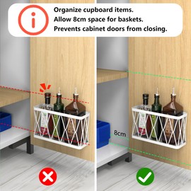 YIGII 3 Pack Adhesive Cabinet Door Organizer - Lid Storage Organizer for Tupperware, Wall Mounted Pantry Door Organizer Kitchen RV Storage Wall Under Sink Basket Slim Space, White Stainless Steel