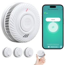 PHYSEN Smart WiFi Detector de Humo 10-Año Batería, Detector de Humo Con Sensor Fotoeléctrico, Función de Silenciado y Autocomprobación, Certificado DIN EN14604, Compatible with Tuya/Smart Life App