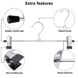 GoodtoU Pants Hangers, 30Pack Skirt Hangers with Clips Metal Hangers for Pants Clips Trouser Shorts Jeans