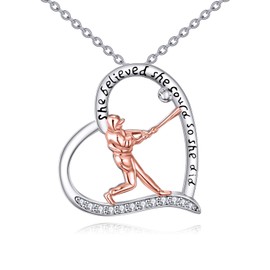 YFN Softball Necklace for Women Girls 925 Sterling Silver Softball Pendant Necklace Sport Jewelry Gifts