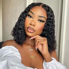 IPRO 【CLEARANCE SALE】Lace Frontal Wig Water Wave Front Human Hair Wigs 13x6 Transparent Lace Frontal Human Hair Wigs Pre Plucked HD Lace Wigs For Women - size: 8, lace: 13*6