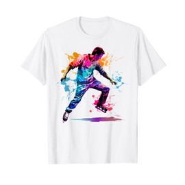 Colorful Ice skater Boy on Mens Ice Skating T-Shirt