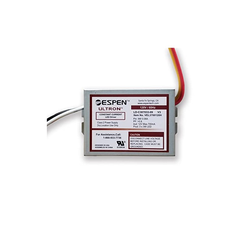 VEL3700120H, LD-C307033-09 Espen LED Driver, Constant Current, Input 120V, 3