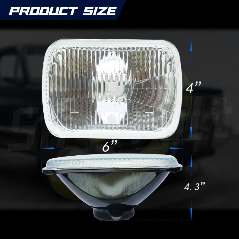 SHYFRULT For Chevy-Pickup 1981-87 C10 K10 Blazer 4x6" LED Headlights