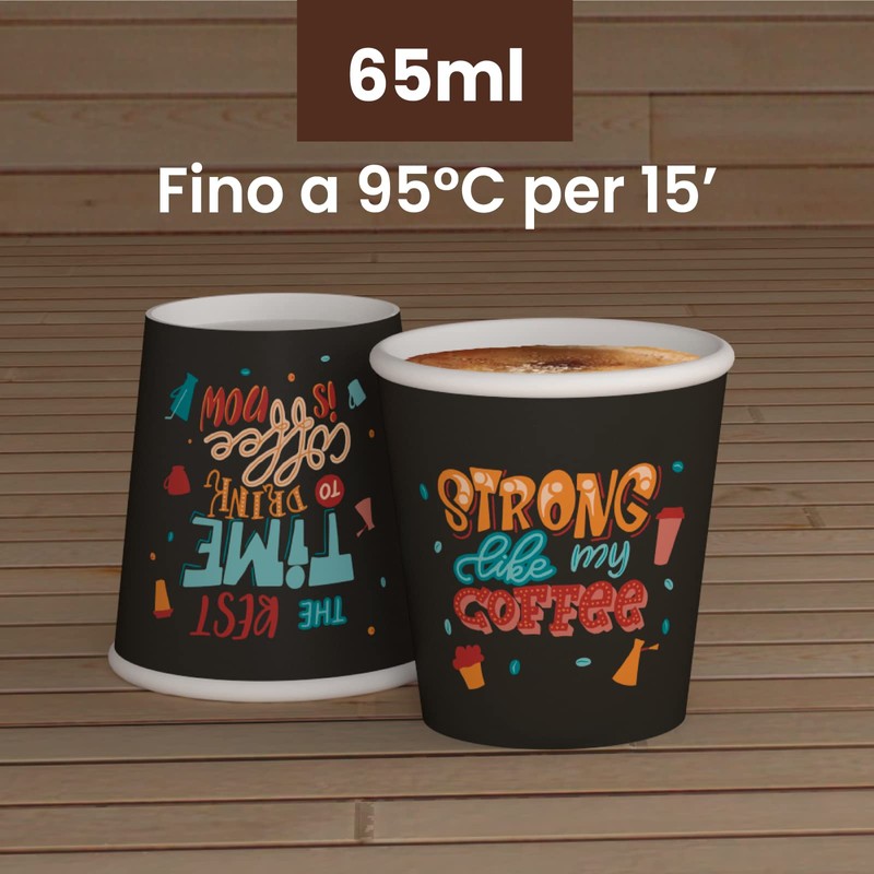 Pack of 100 Coffee Cups 65 ml StrongLifeCUP Environmentally Friendly