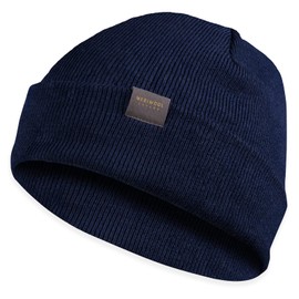 MERIWOOL Beanie for Men and Women - Merino Wool Blend Ribbed Knit Winter Hat Navy