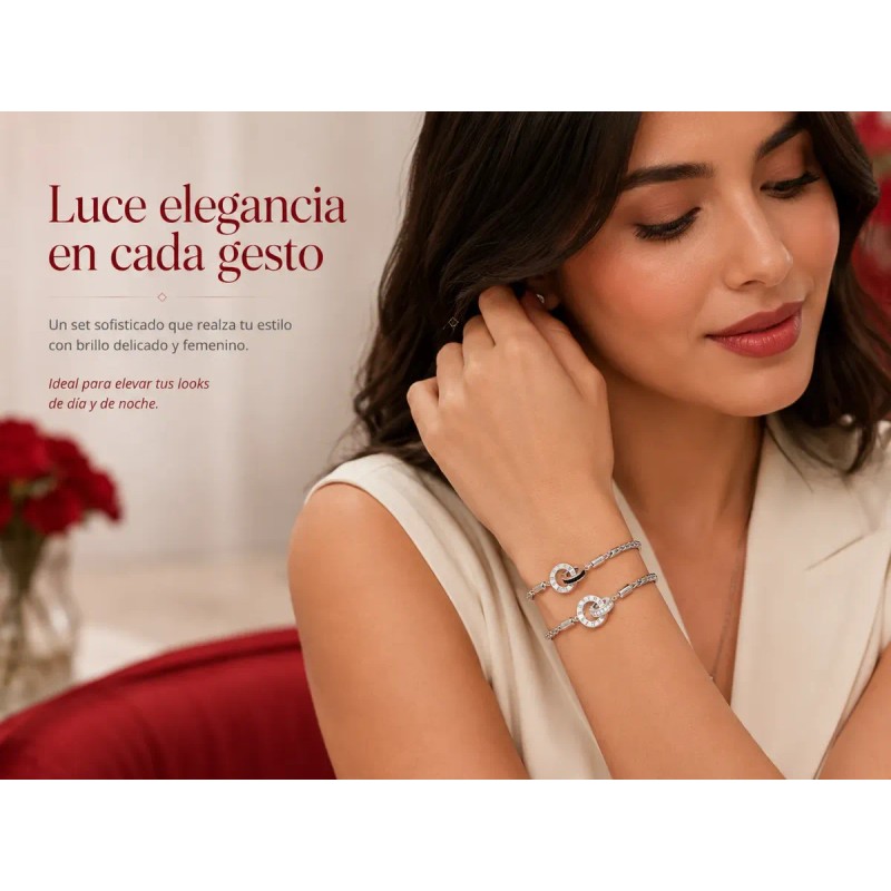 Pulseras Para Parejas Promesa Moissanita Oro Blanco 18k Plat