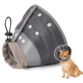 Avont Cat Cone Collar Soft, Adjustable Foldable Recovery Collars to Stop Licking After Surgery for Small Dogs, Puppies and Kittens, Elizabethan Neck Cone of Shame Alternative -Darkgrey(S)