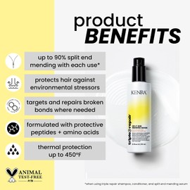 Kenra Professional Triple Repair Split End Mending Serum Hasta 90% De Reparación De Puntas Abiertas Por Uso Ayuda A Reparar Enlaces Dañados Para Cabello Dañado Tecnología Bond Builder 192 ml