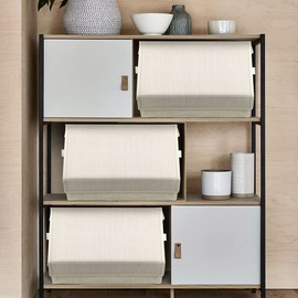 i BKGOO Set of 2 Stackable storage bins,Linen Fabric Foldable Storage Organizer Cubes Box whits Lids and Own-Handle Storage Organizer Bins for Home Office Nursery Living Room Beige 15x10.5 x10inch