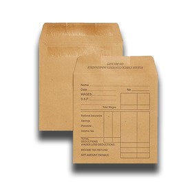 Indigo Printed Wage Pay Money Brown Manilla Envelopes (50)