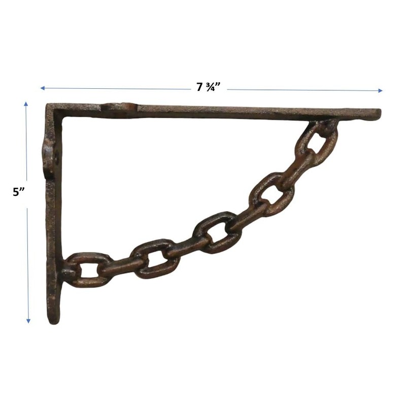 4 Cast Iron Rustic Chain Brackets Braces Bookshelf Brackets