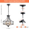 Majhoiw Black Crystal Chandeliers for Dining Room, Round Rustic Farmhouse