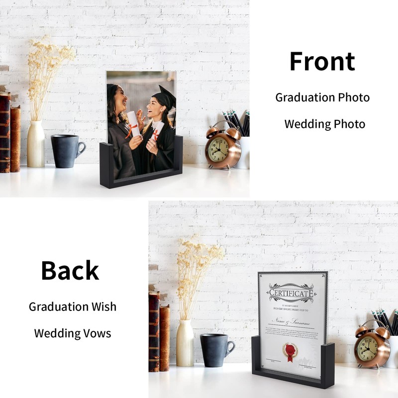 PETAFLOP 8x10 Picture Frame Set of 2, Black Rustic Wooden