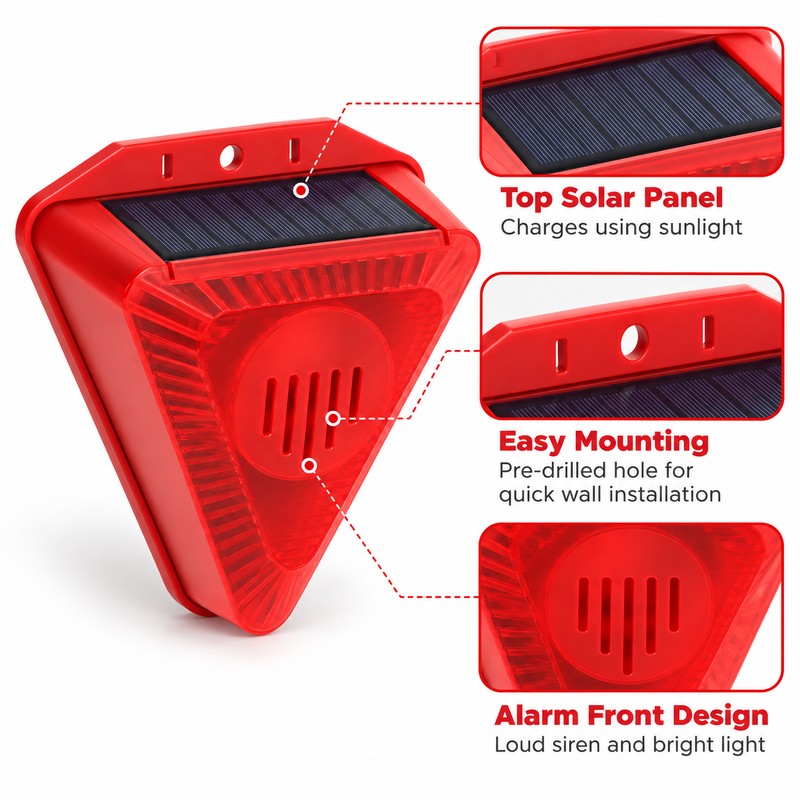 Solar Motion Sensor Alarm for Outdoor Animal Deterrence – 130dB