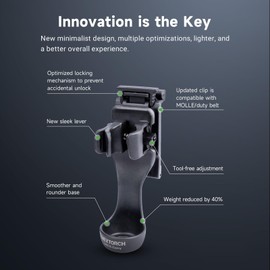 NEXTORCH Tactical Flashlight Holster 360 Degree Rotation, for belts 38-50 mm wide, MOLLE system, For torch head diameter 21-31 mm, torch tube diameter 19-23 mm (1pc V55 X-Carry)