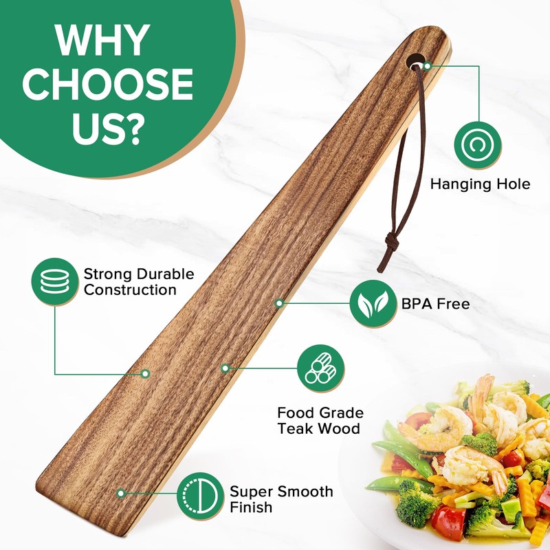Wooden Spatula for Cooking, Wood Stick Spurtle Spatula Set, 12″