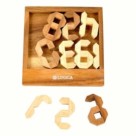 Logica Puzzles Art. Numbers - Digigrams - Geometric Brain Teaser in Fine Wood - Difficulty 4/6 Extreme - Euclide Collection