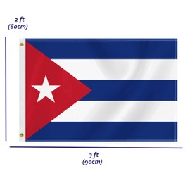 2×3 FT Cuba Flag,Medium 60×90 CM Cuban Outdoor Banner,100D Decor,Doube Side Printing For Patio Garden With Brass Gromment