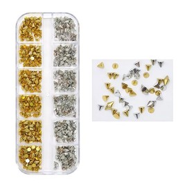 BBATT-HAPPY Punk Nail Charms for Acrylic Nails, Gold and Silver Art Accessories, Rhinestones Jewels for Supplies Craft DIY