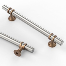 Asidrama 10 Pack 10 Inch(254mm) Brushed Satin Nickel and Champagne Bronze Kitchen Cabinet Handles, Cabinet Pulls Kitchen Cabinet Hardware Cupboard Handles Drawer Pulls