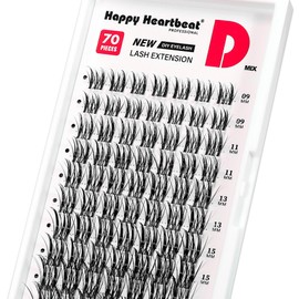 Spiky Lash Clusters Thin Invisible Band Eyelash Extension D Curl Russian Volume Clusters Mixed Clear Band Manga Individual Lashes Reusable DIY False Eyelashes Happy Heartbeat(H2-D Curl, 9mm-17mm)