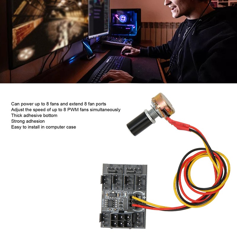 PWM Fan Hub DC 12V 8 Channel Flexibility Fan Power
