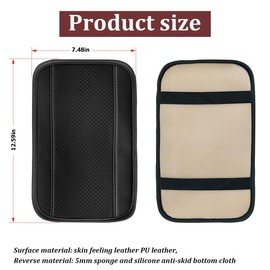 XINLIYA Auto Center Console Pad, PU Leather Car Armrest Seat Box Cover, Waterproof Non Slip Soft Armrest Box Cushion Protector, Car Accessories Universal for SUV, Truck, Van (Black/Grey)