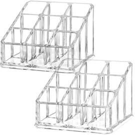 Ckoytals 2 PCS Lipstick Organizer and Storage, Acrylic Lipstick Holder, 9 Slots Clear Case Display Rack Holder (QX153)