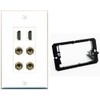 RiteAV 2 Speaker 4 Banana Binding Post Wall Plate with