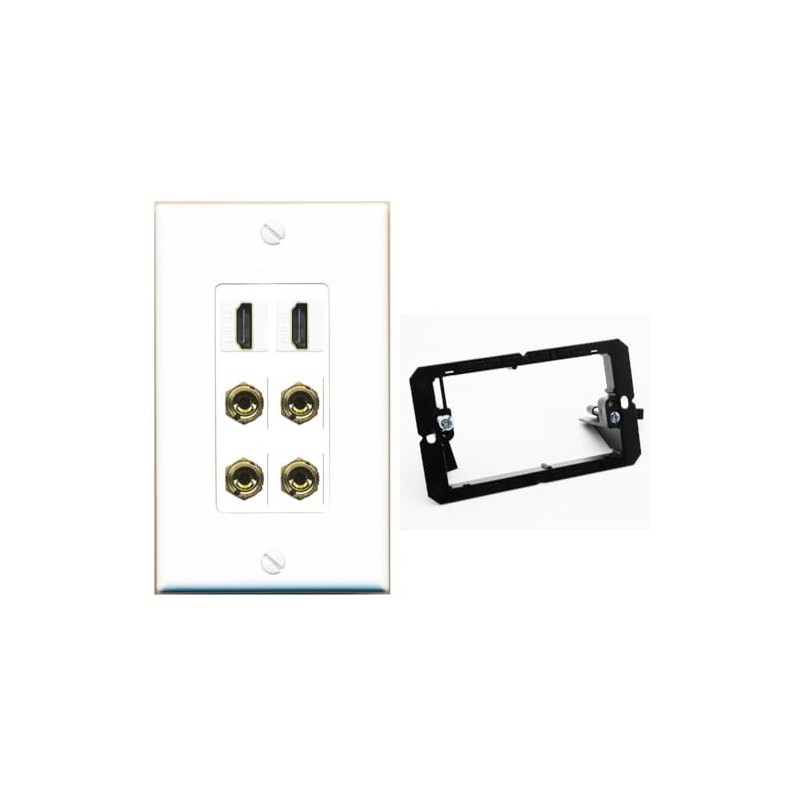 RiteAV 2 Speaker 4 Banana Binding Post Wall Plate with