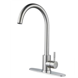 Kohonby Single Handle High Arc Brushed Nickel Kitchen Faucet Stainless Steel Commercial Single Hole Kitchen Sink Faucet, Modern One Hole Bar Sink Faucet with Deck Plate