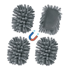 SITHON 4 Pieces Magnetic Microfiber Shag Whiteboard Eraser, Washable Microfiber Shag Dry Erase Board Eraser for Markers, Chalk, Home and Office (Gray)