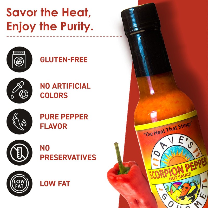 Dave's Gourmet Scorpion Pepper Hot Sauce - Extract-Free Insanely Hot