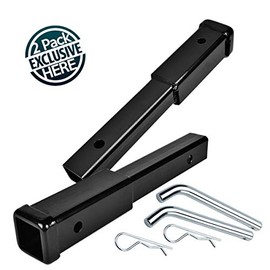 Zone Tech 2-Pack Trailer Hitch Receiver Tube Extender - Premium Quality Trailer Hitch Extension Receiver Tube Extenders for 2" Receiver, 7" Length, 3500 lbs with Pin & Clip