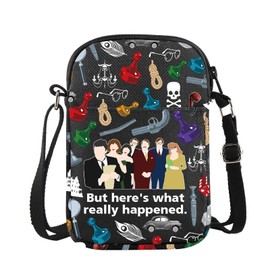 G2TUP Clue Movie Crossbody Bag Clue Movie Gifts Plum & White & Green & Mustard & Scarlet & Peacock Clue Weapon Shoulder Bag (But here's what CA)