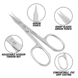 Scissors Nose Ear Hair Grooming,Removal,Clippers, Eyebrow Eyelash Trimming, Men's Beard Mustache Cutting Facial (Silver)