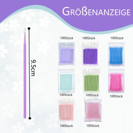 Pack of 800 Cleaning Sticks, Cotton Buds, Many Colours, Eyelash Brush, Microbrush Sticks, Suitable for Make-Up Brushes, Eyelashes, Eye Line Cleaning