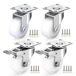 Fixhando 2 Inch Stainless Steel Caster Wheels with Brake, Anti-Rust Outdoor Swivel Casters Set of 4, Durable Polyamide PA Wheels for Furnitures,Labs,Restaurants