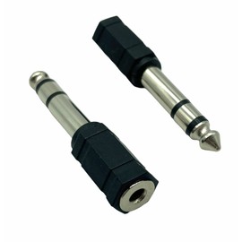 JAM2DAY 2 Pack of Headphone Adapters 3.5mm Socket to 6.35mm Jack Plug Audio Stereo Adaptor Converter Black Premium Quality