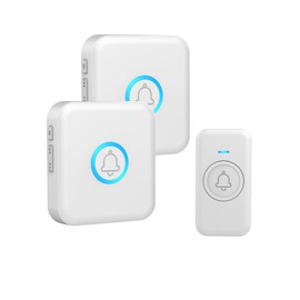 FOVKSUC Wireless Doorbell, Classroom Doorbell, with 60 Chimes 5 Levels Volume and LED Flash, 1000ft Range 2 Receivers + 1 Waterproof Push Button Door Bells for Homes Office Hospital,White