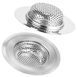 QYHOO 2 PCS Kitchen Sink Strainer Stainless Steel, 4.5 inch Diameter Anti-Clogging Drain Hair Catcher Mesh Catcher for Kitchen, Bathroom, Balcony, Floor Drain