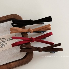 DIY Hair Pin Making Materials & Hair Accessory Components - cd144 Free Size (Deer) Leather Velvet Knot Clip - Deep Coffee 200ea